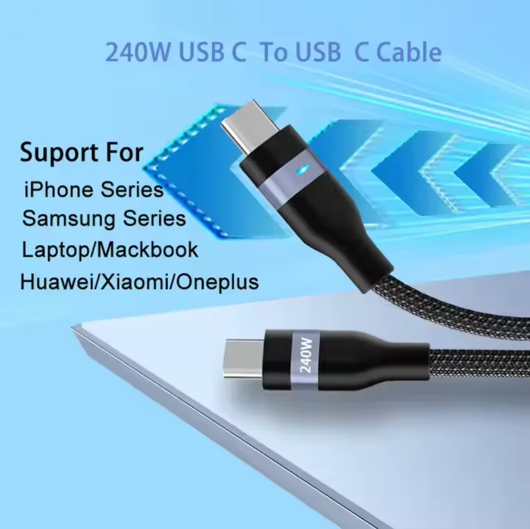 240W PD USB-C cable for fast charging – 3FT USB 2.0 compatible with iPhone 16 Pro, MacBook, Samsung, and iPad Pro devices