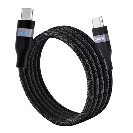 
240W USB-C to USB-C Fast Charging Cable with LED Indicator &amp; Braided Design